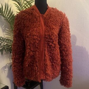 Guess Women's Burnt Orange Teddy Jacket